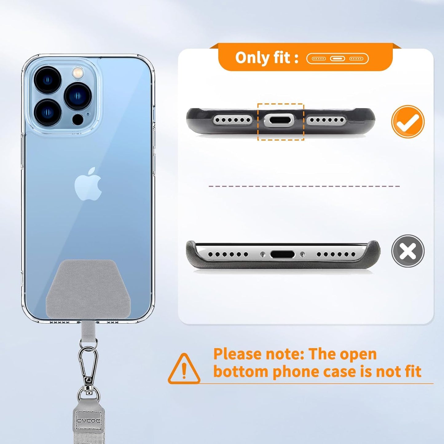 Universal Adjustable Crossbody Phone Lanyard, Hands Free Phone Strap with Secure Phone Patch