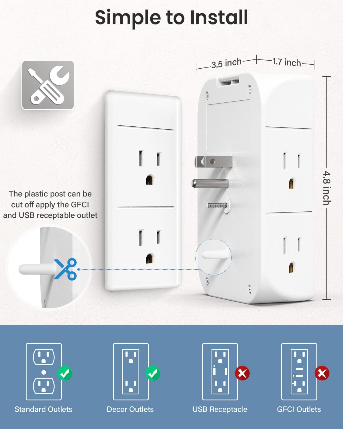 NanoDock 9 in 1 Wall Outlet Extender with USB C & Night Light