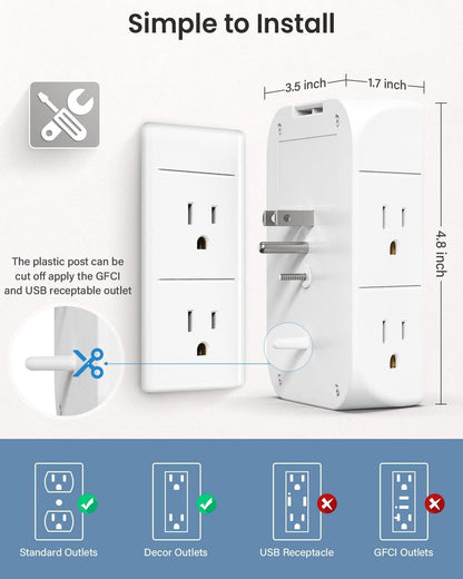 NanoDock 9 in 1 Wall Outlet Extender with USB C & Night Light