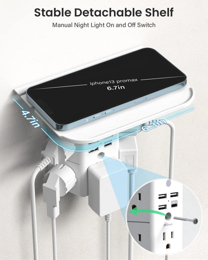 NanoDock 9 in 1 Wall Outlet Extender with USB C & Night Light