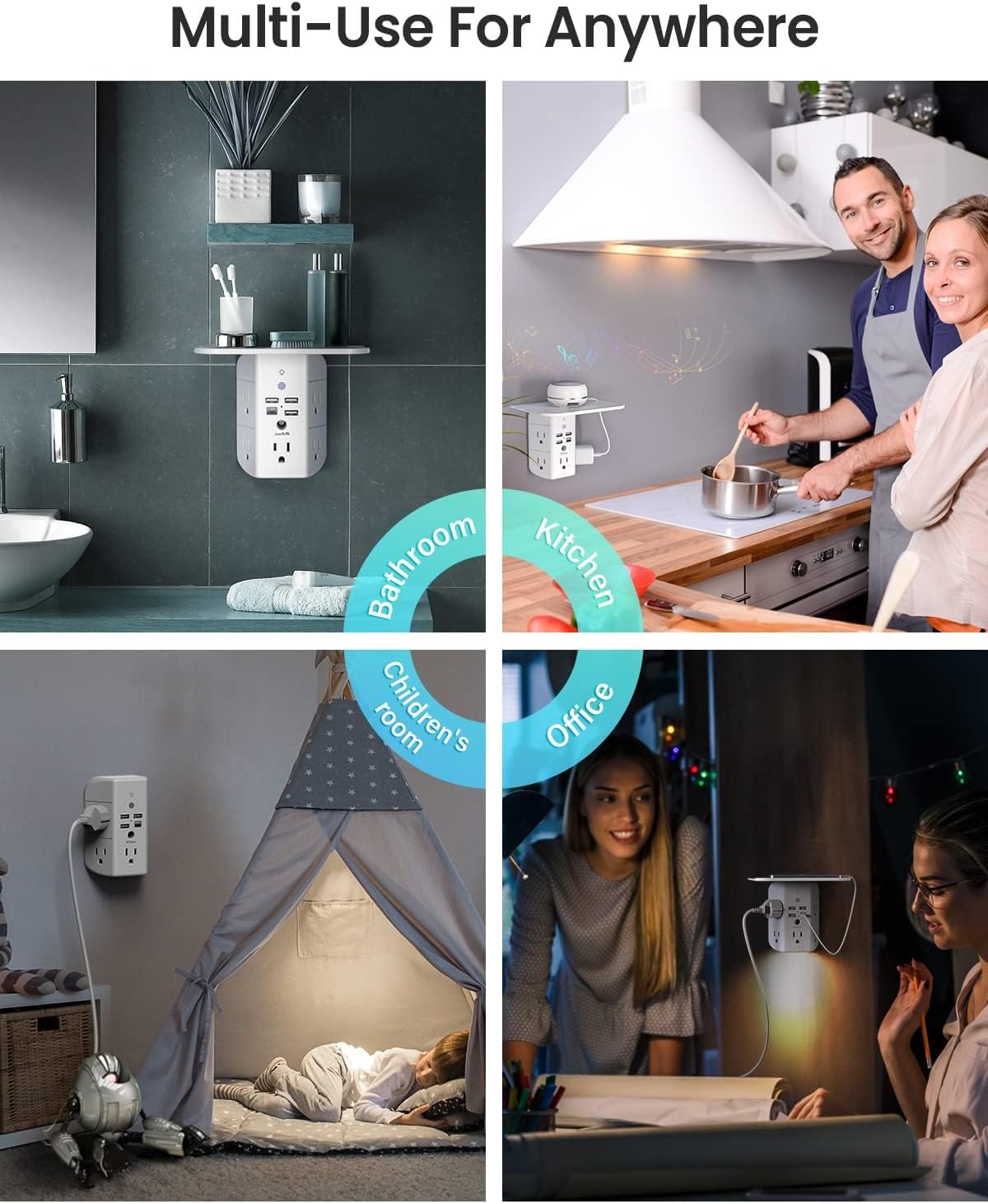 NanoDock 9 in 1 Wall Outlet Extender with USB C & Night Light